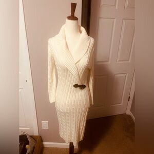 Calvin Klein Cream Knit Cable Sweater Dress size small